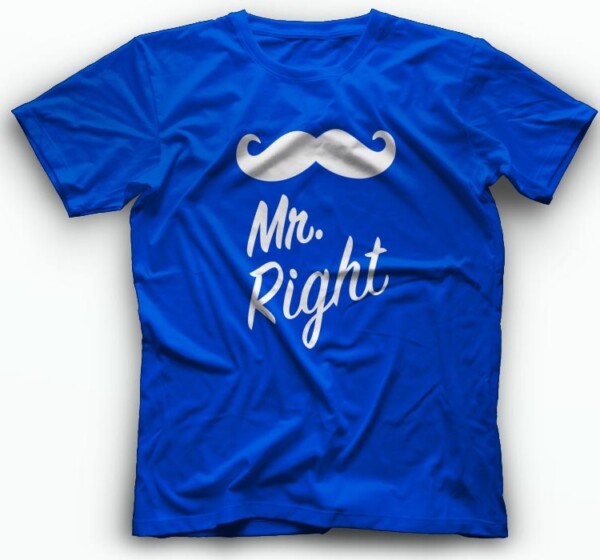 Mr. Right majica kratki rukav plava